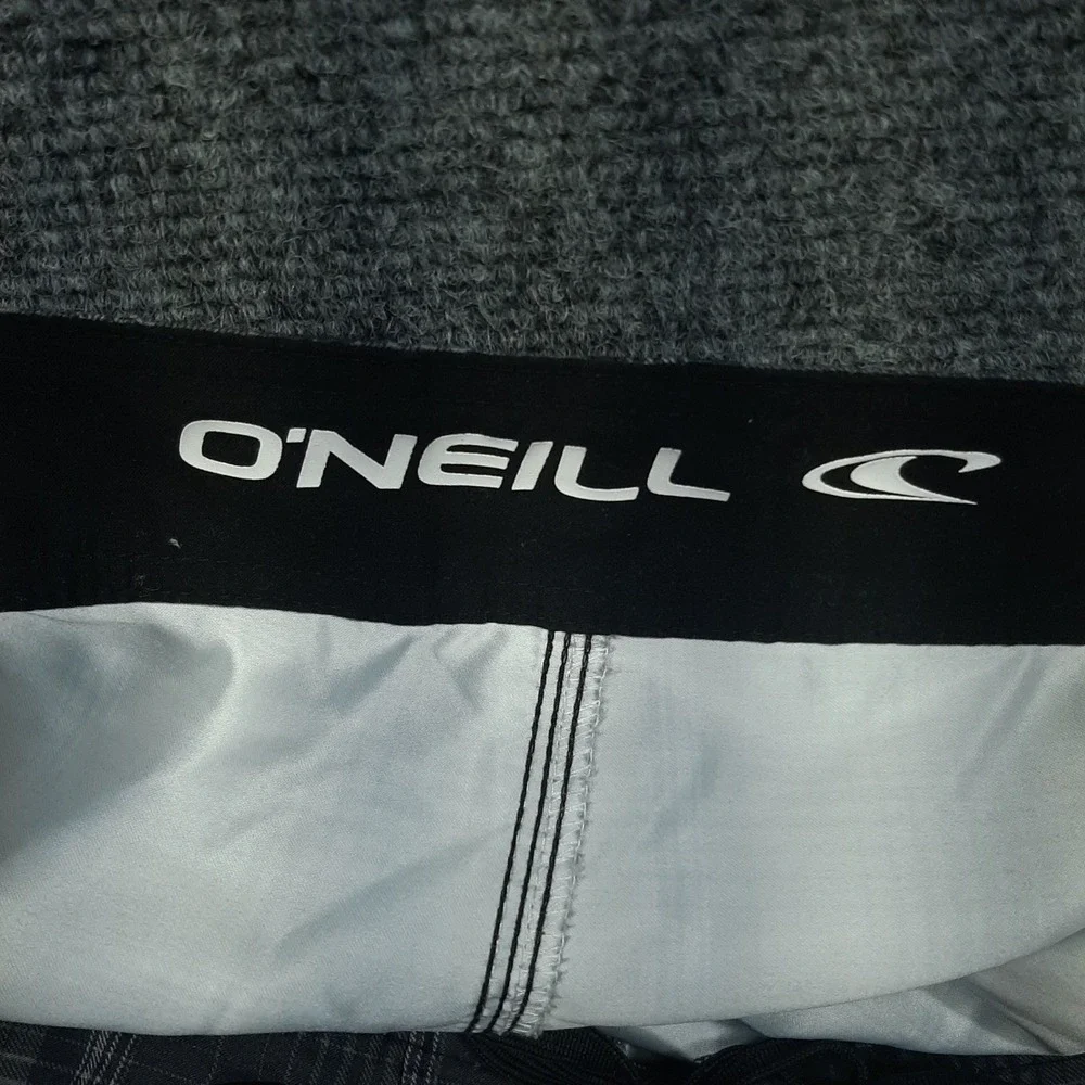 O'Neill Board Shorts SP8106027 40 Black Grey Plaid Mens Cargo Swim Trunks